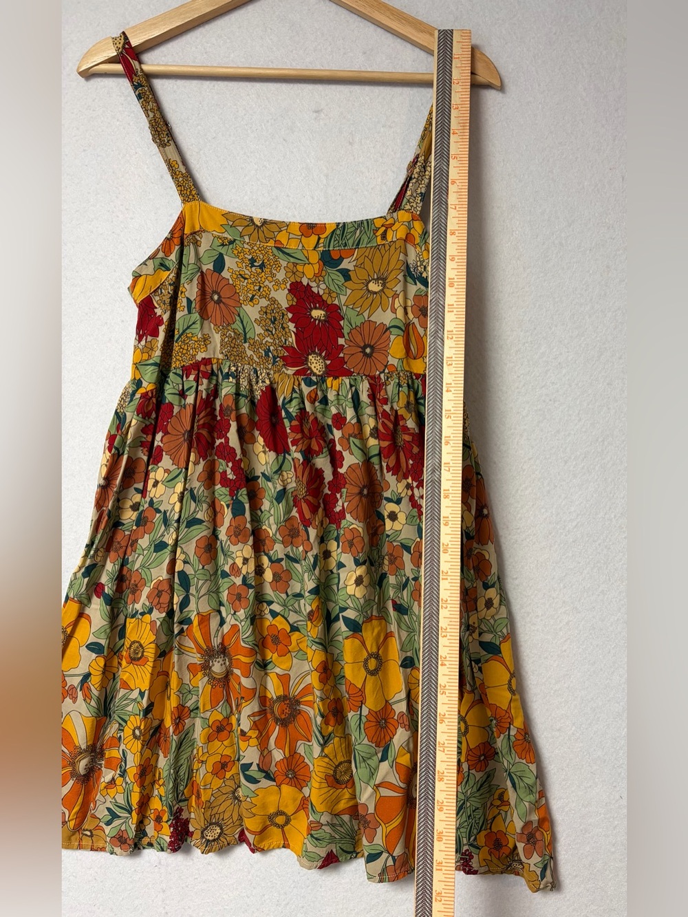 Natural Life Patti Dress Gold Vintage Floral Rayon Babydoll Boho Sundress Size S - Picture 13 of 13